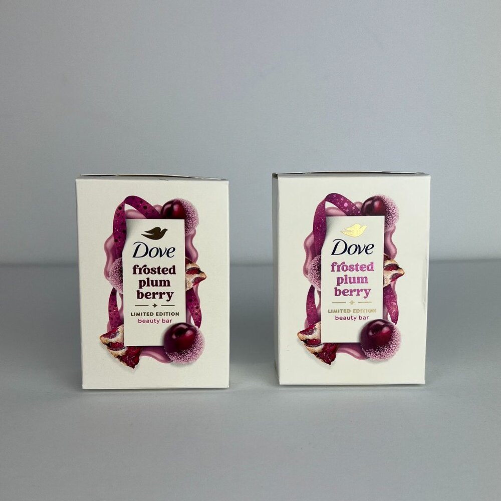 Dove Beauty Limited Edition Holiday Treat Bar Soap Frosted Plum Berry Set of 2